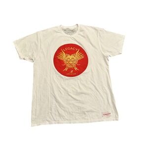 Mitchell & Ness Bruce Lee Legacy T-Shirt Men's XL White Gold Dragon Graphic Tee